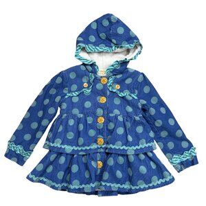 Matilda Jane Ruffle Polka Dot Fleece Lined Corduroy Jacket Hooded Size 4